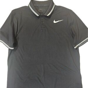 Nike Golf Polo Mens Large Black Modern Fit Dri-Fit Performance Sports Casual Top